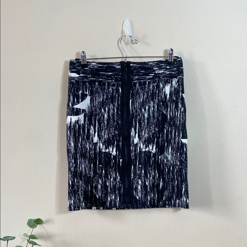 Vintage Black White Abstract Sfarzo Pencil BodyCon Skirt 38 Size 4 Italy 90's